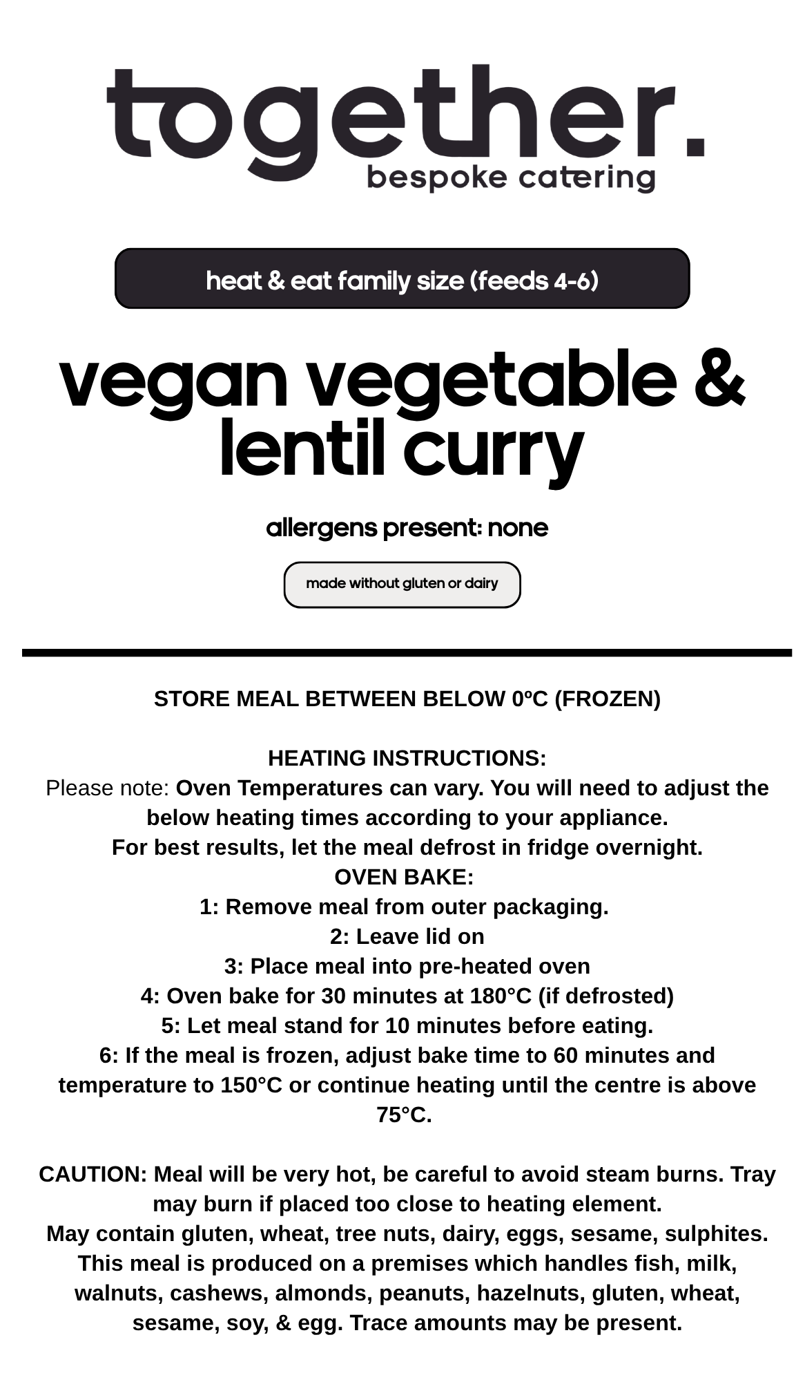 Vegan Vegetable & Lentil Curry Family Meal