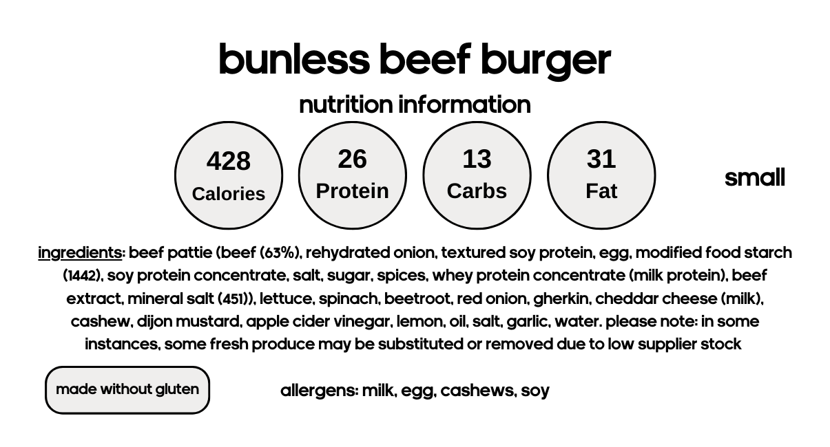 Bunless Beef Burger