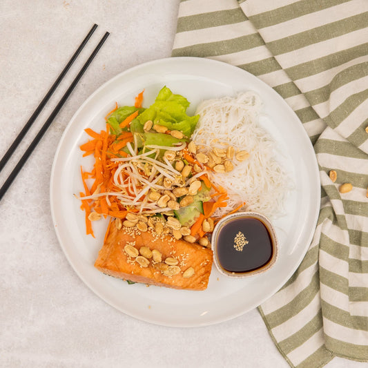 Vietnamese Lemongrass Salmon & Rice Noodle Salad