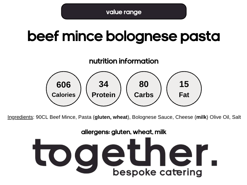 Beef Mince Bolognese Pasta (6 Meal Pack)