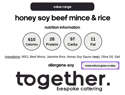 Honey Soy Beef Mince & Rice (6 Meal Pack)